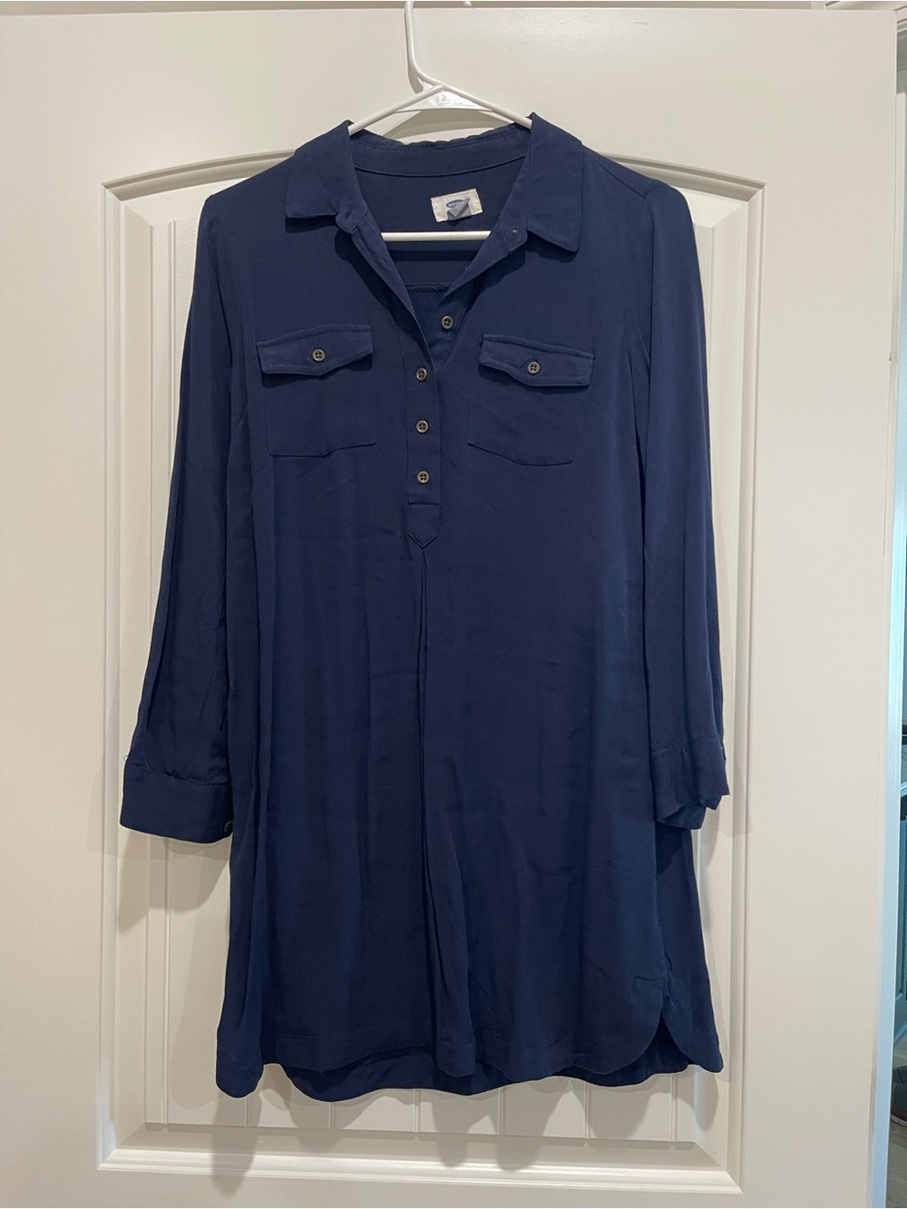 Old Navy Navy Button-Front Tunic with Chest Pockets